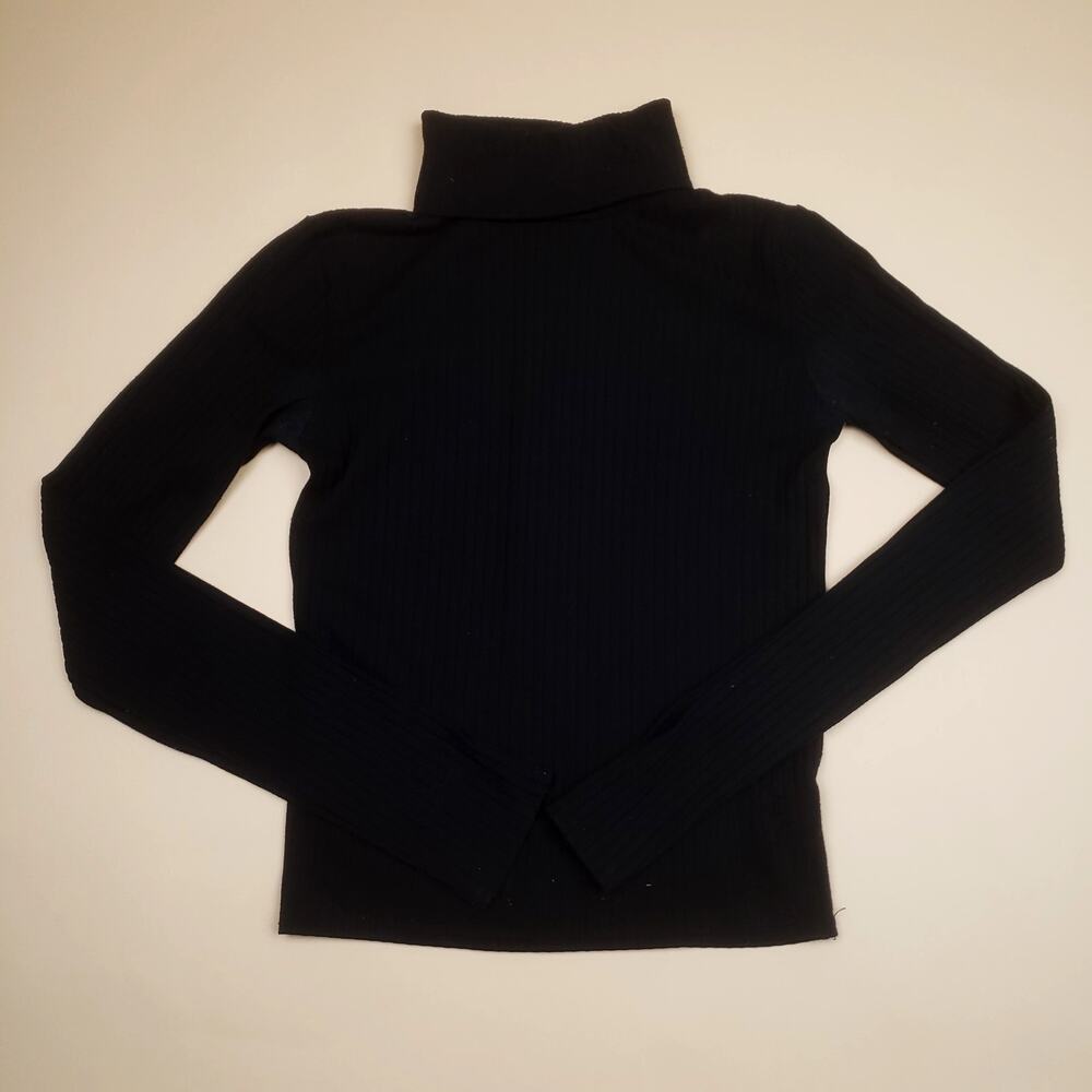 Prince & Fox Long Sleeve Turtleneck Shirt Women's Size S Black Sweater Ribbed